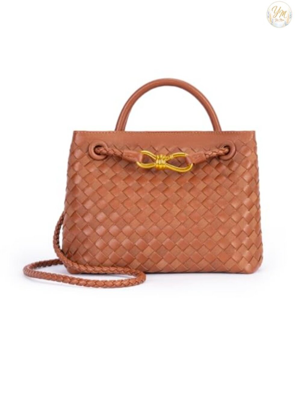 Woven Tote Bag for Women PU Leather Shoulder Handbag with Top Handle